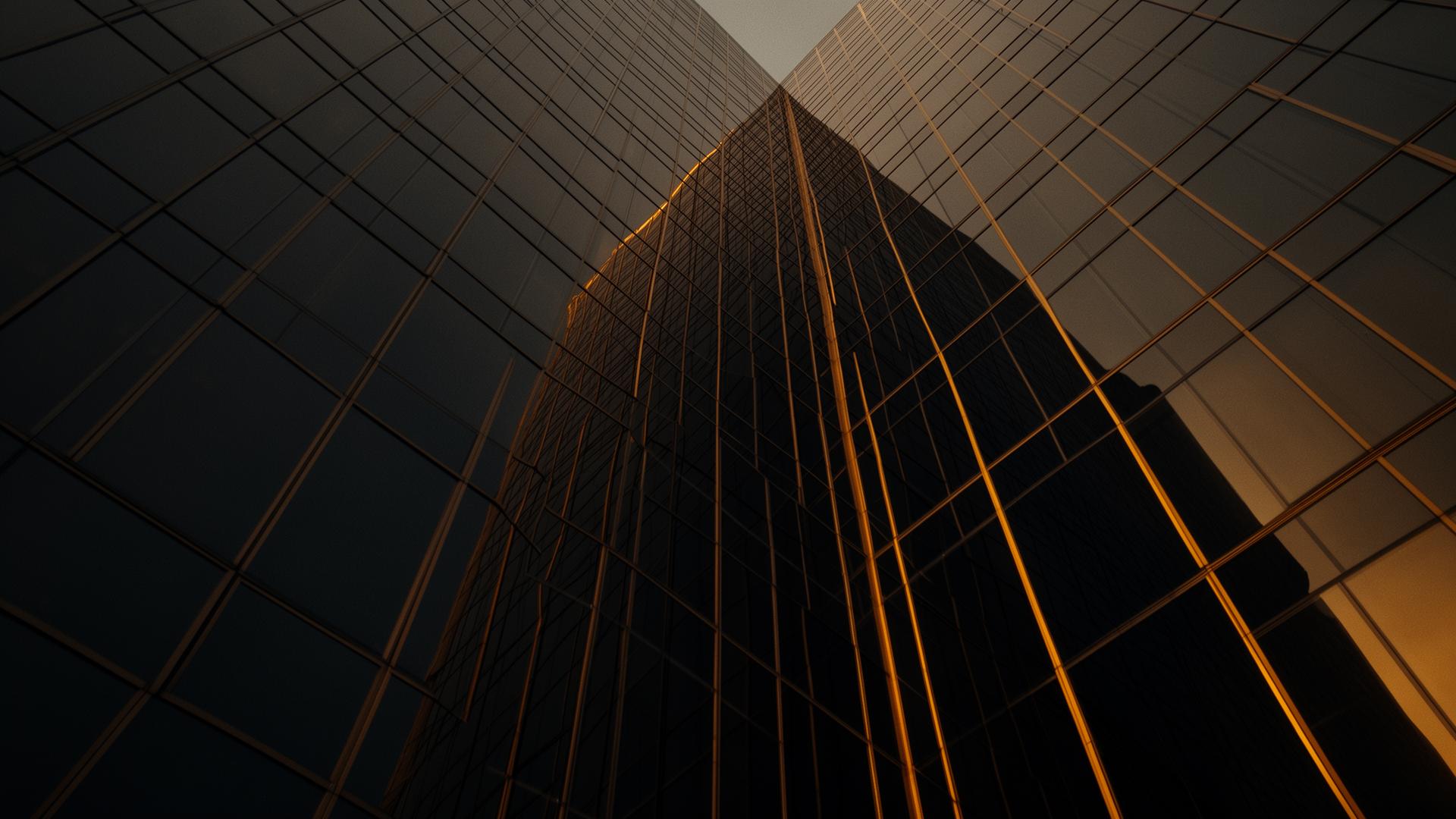 Architectural lighting on executive tower facade